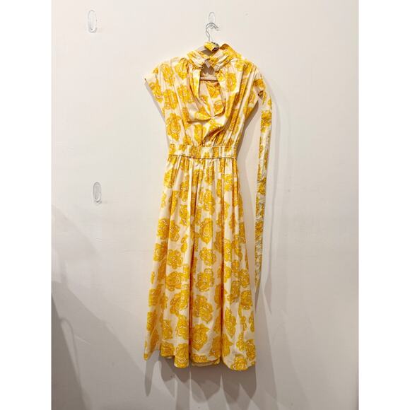 Derek Lam 10 Crosby Celeste Paisley Belted Maxi Wrap Dress Yellow Womens Size 00 - Picture 3 of 5